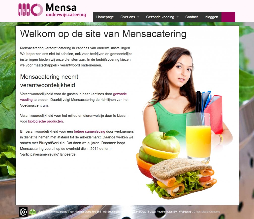 Website Mensacatering schermafbeelding