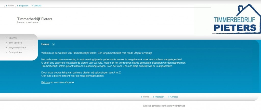 Website Timmerbedrijf Pieters